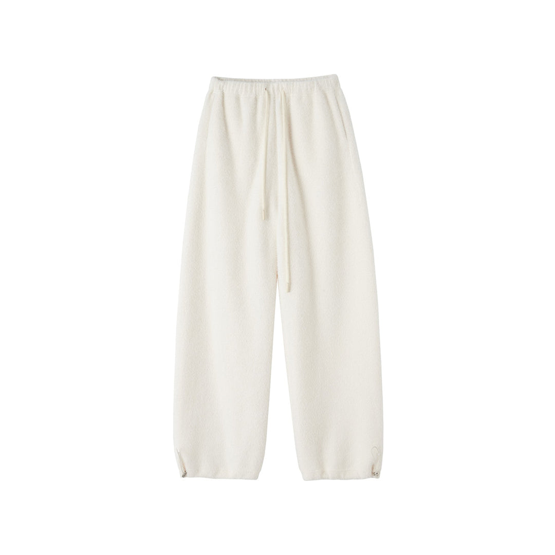 SomeSowe Lace Draped Casual Fluffy Pants White