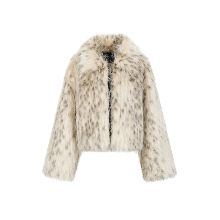 Via Pitti Eco-Fur Short Lapel Jacket Apricot