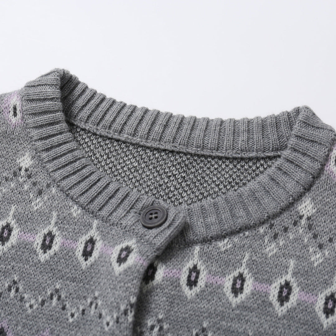 SomeSowe Vintage Fair Isle Woolen Cardigan Grey - Mores Studio