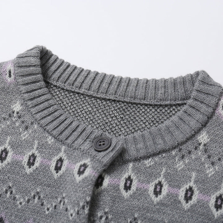 SomeSowe Vintage Fair Isle Woolen Cardigan Grey - Mores Studio