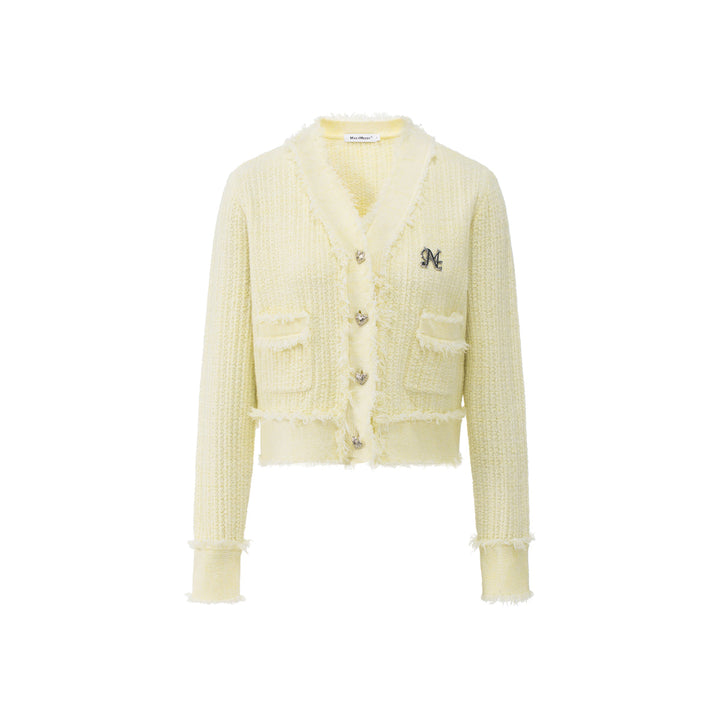 MacyMccoy Logo Destroyed Tassel Knit Cardigan