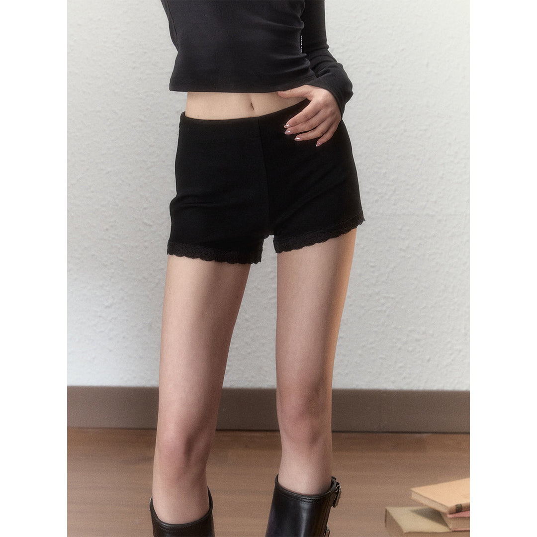 Via Pitti Bow-Knot Tie Tired Mini Skirt Shorts Black