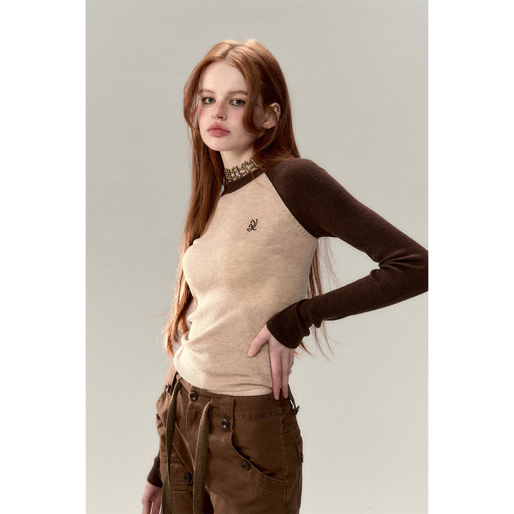 Via Pitti Embroidery Logo Knit Top Brown - Mores Studio