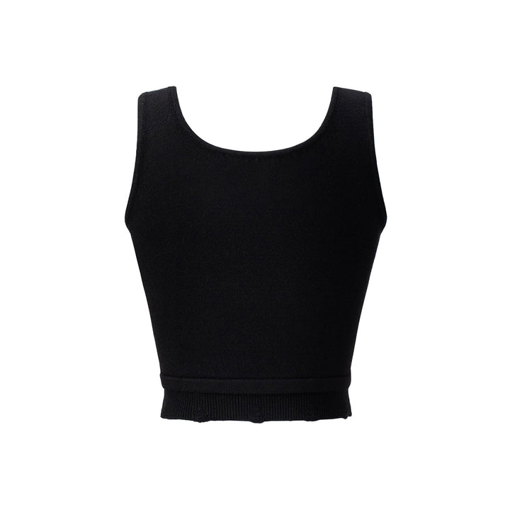 MacyMccoy Knitted U-Neck Slim Vest Black