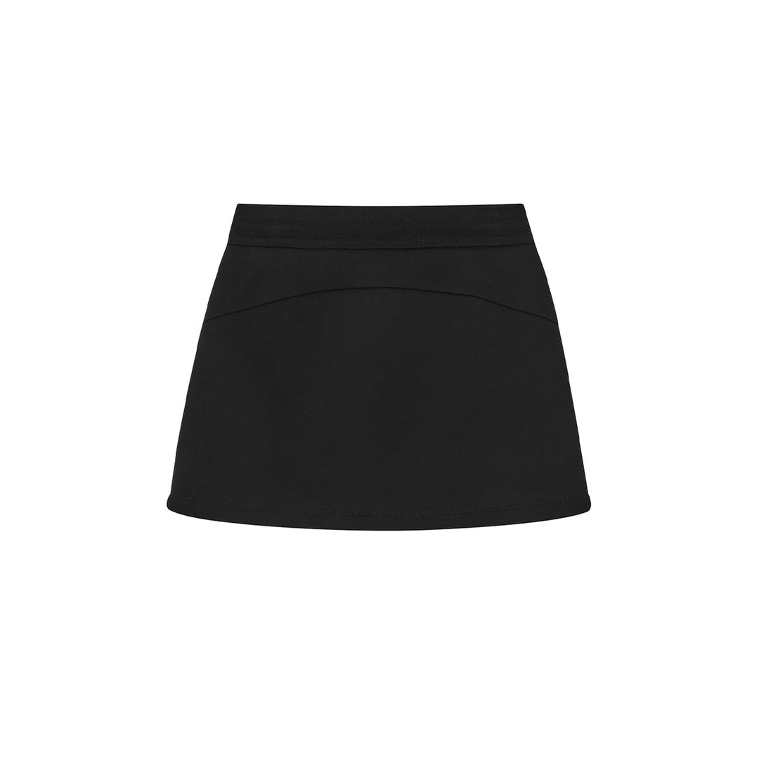 SomeSowe Elastic-Waist Drawstring Casual Skirt Black