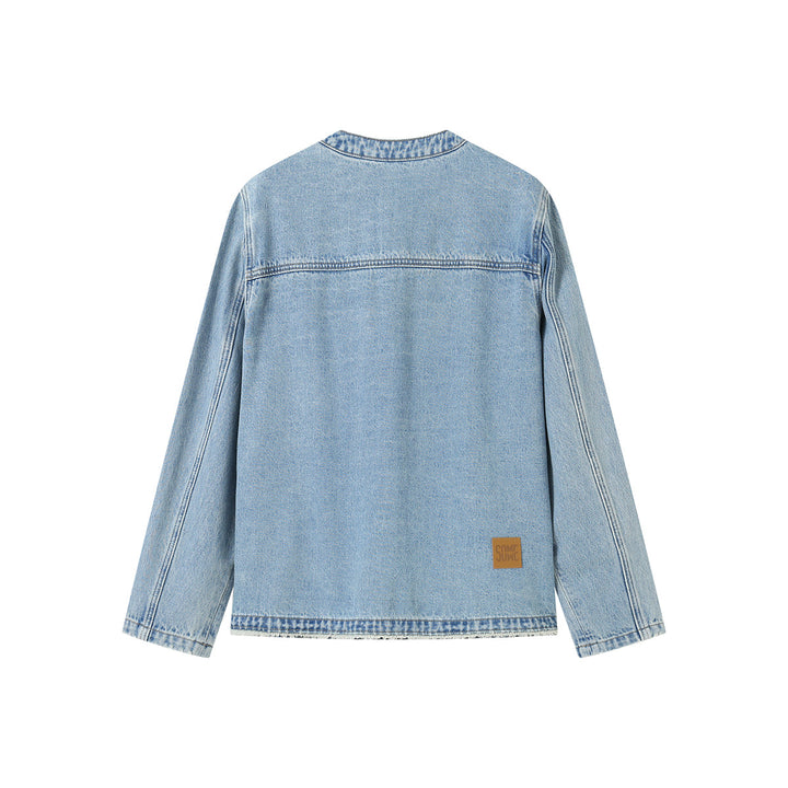 SomeSowe Lace Patchwork Denim Jacket Blue