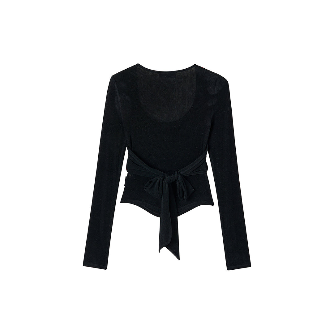 Via Pitti Sparkling U-Neck Back Tie Top - Mores Studio