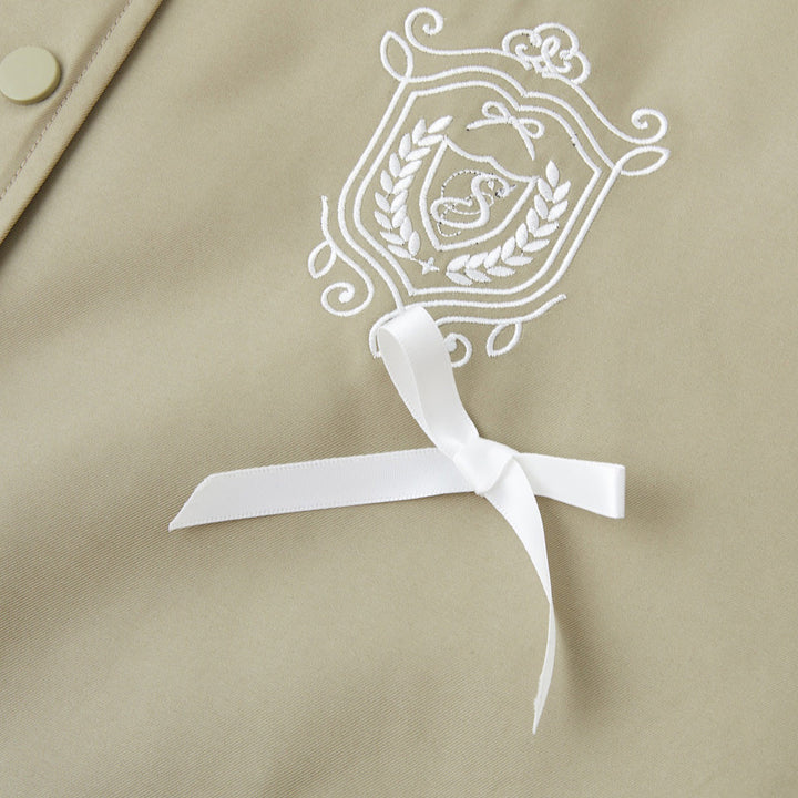 SomeSowe Bow Badge Casual Baseball Jacket Khaki