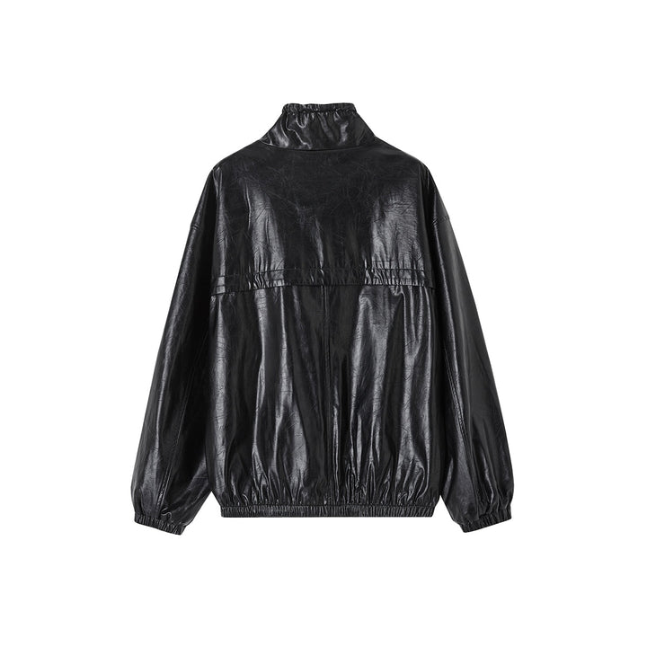 SomeSowe Oil Wax Leather Casual Jacket Black