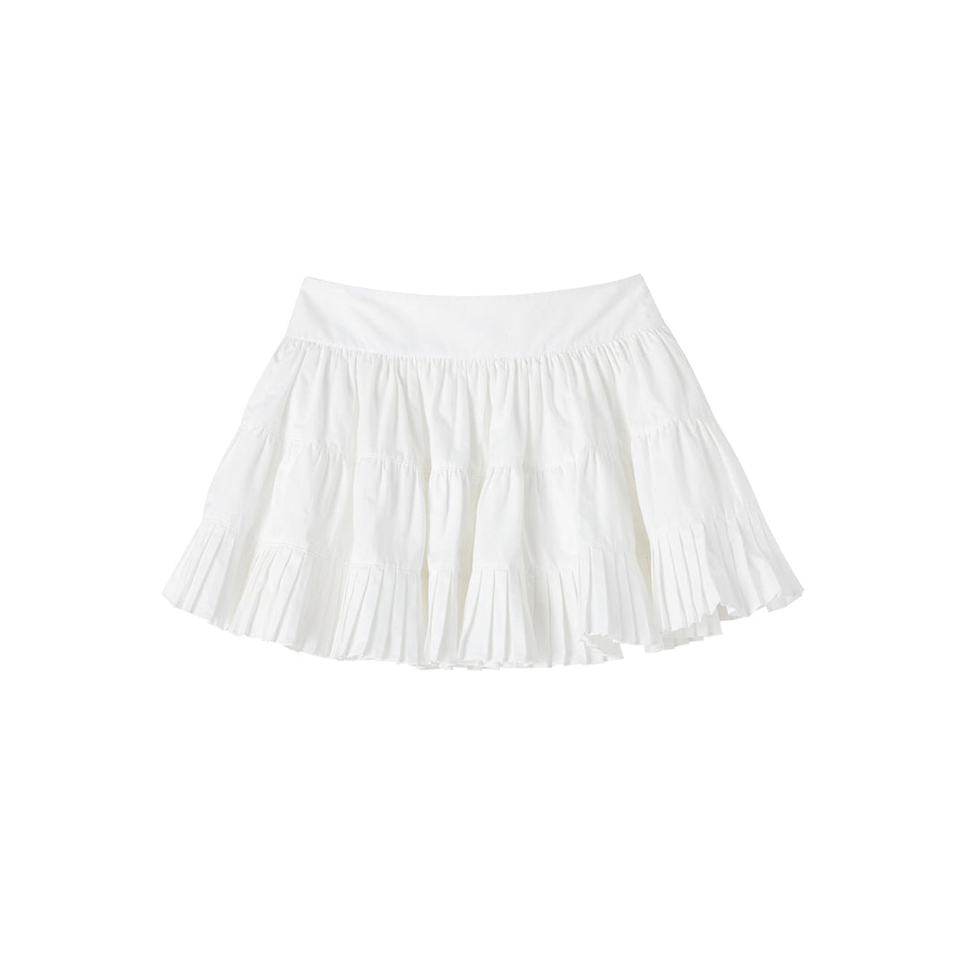 SomeSowe Ballet Pleated A-Line Puffy Skirt White