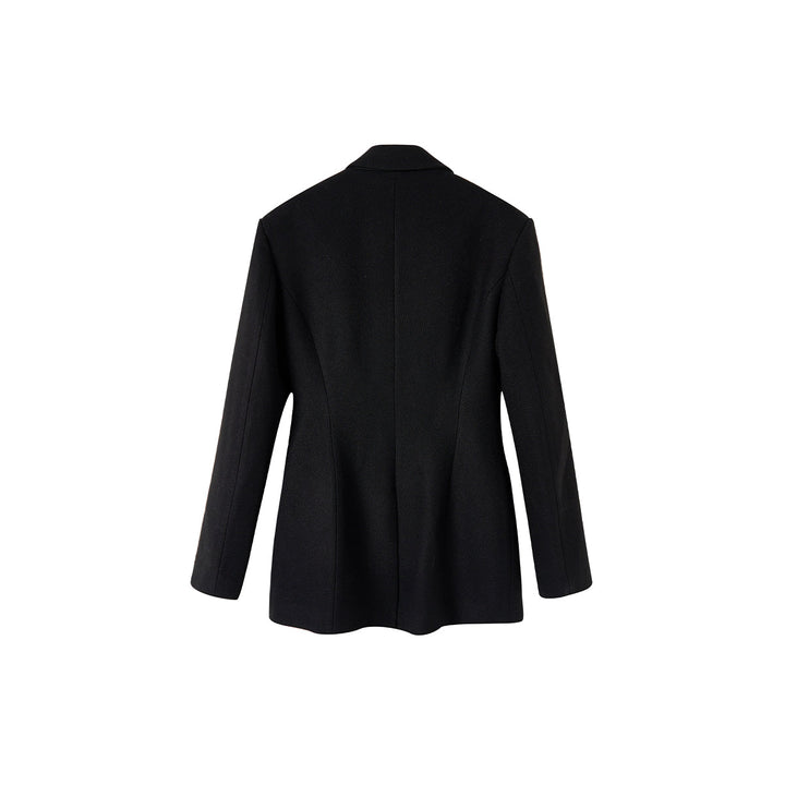 Via Pitti Double-Breasted Woolen Coat Black - Mores Studio