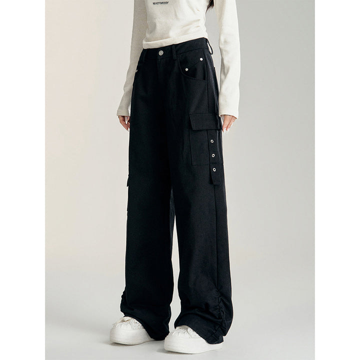 MacyMccoy Pleated Wide-Leg Cargo Pants Black