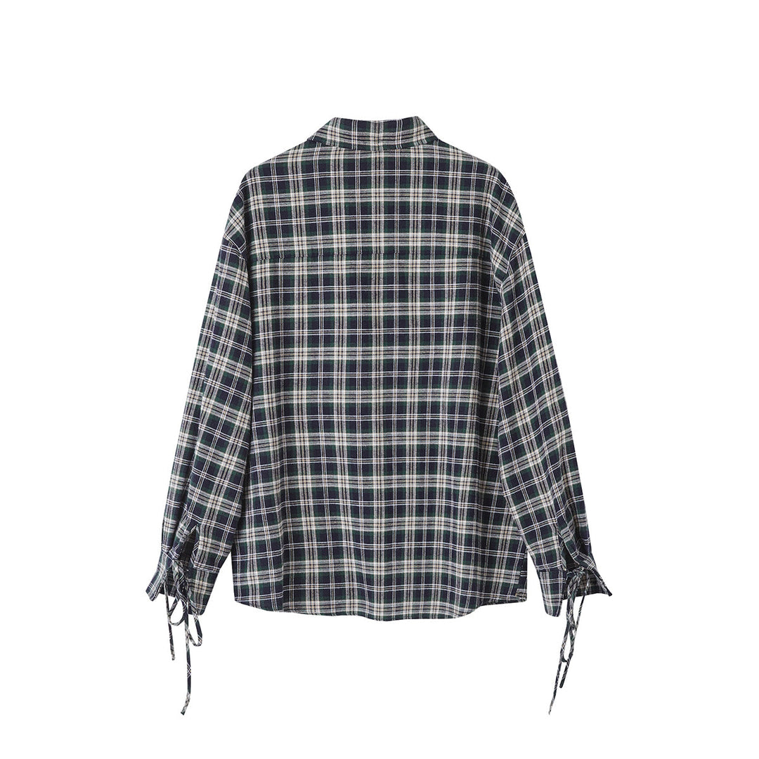 SomeSowe Plaid Stringy Selvedge Zip Up Shirt Blue