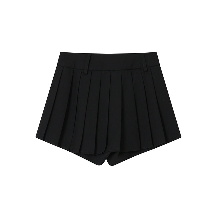 SomeSowe Irregular Cutting Pleated Skirt Shorts Black - Mores Studio