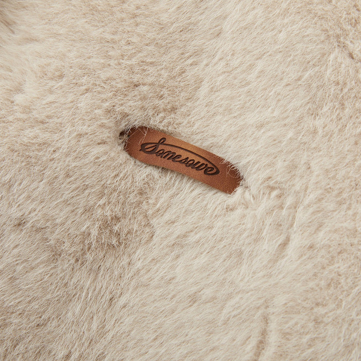 SomeSowe Fluffy Faux Mink Teddy Coat Beige