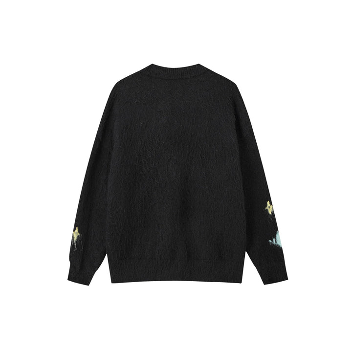 SomeSowe Butterfly Pulled Fur Knit Cardigan Black