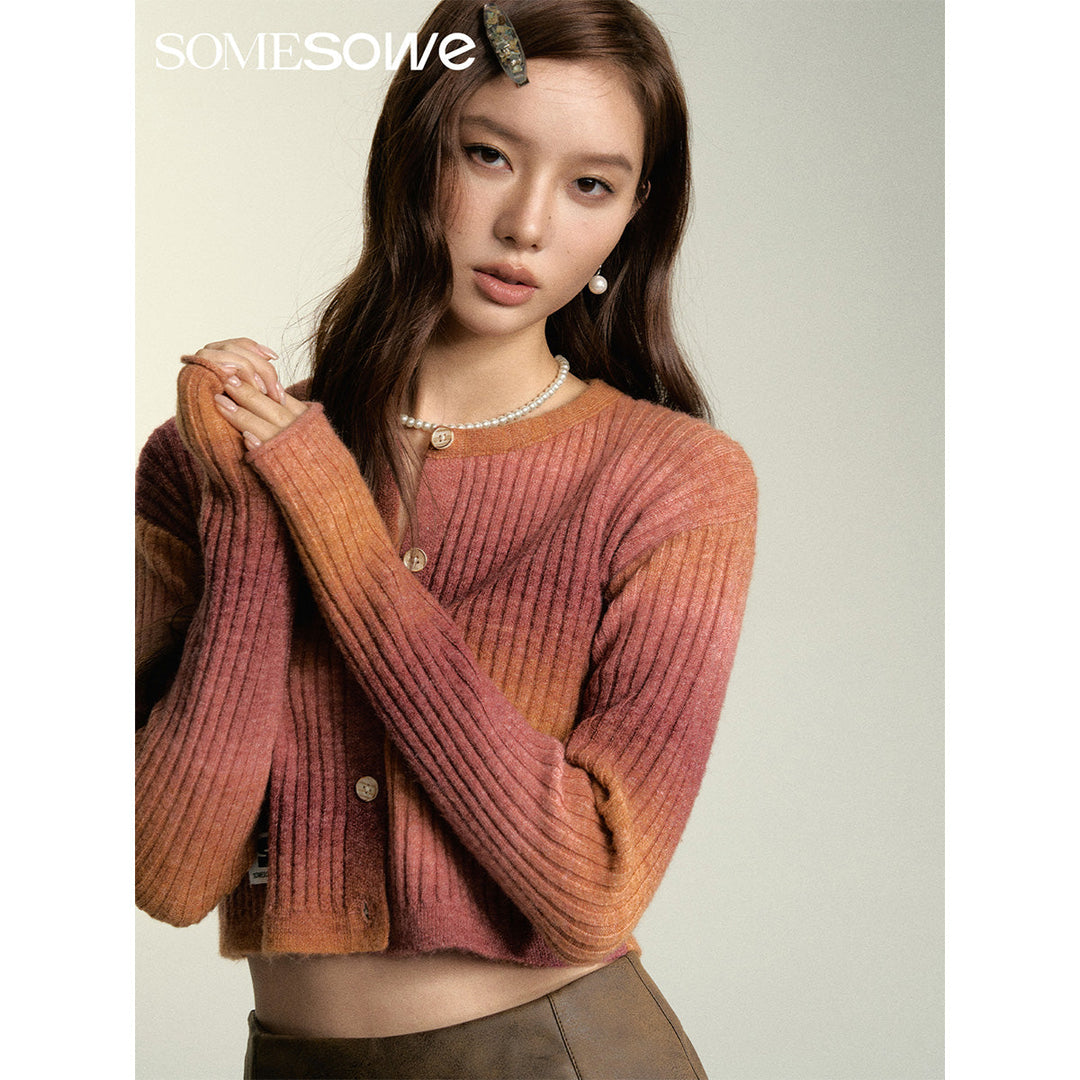 SomeSowe Island SunSet Gradient Knit Cardigan Orange - Mores Studio