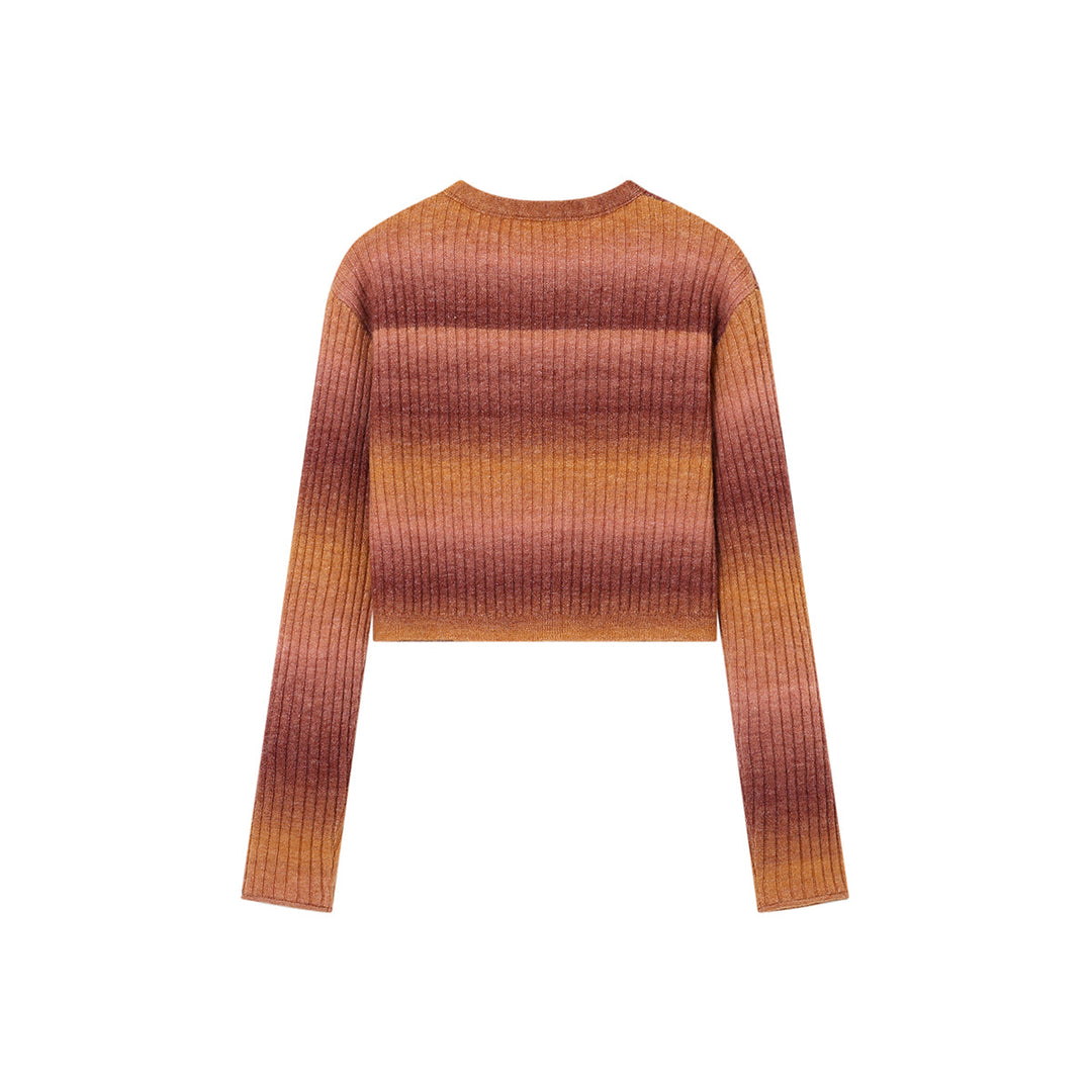 SomeSowe Island SunSet Gradient Knit Cardigan Orange - Mores Studio