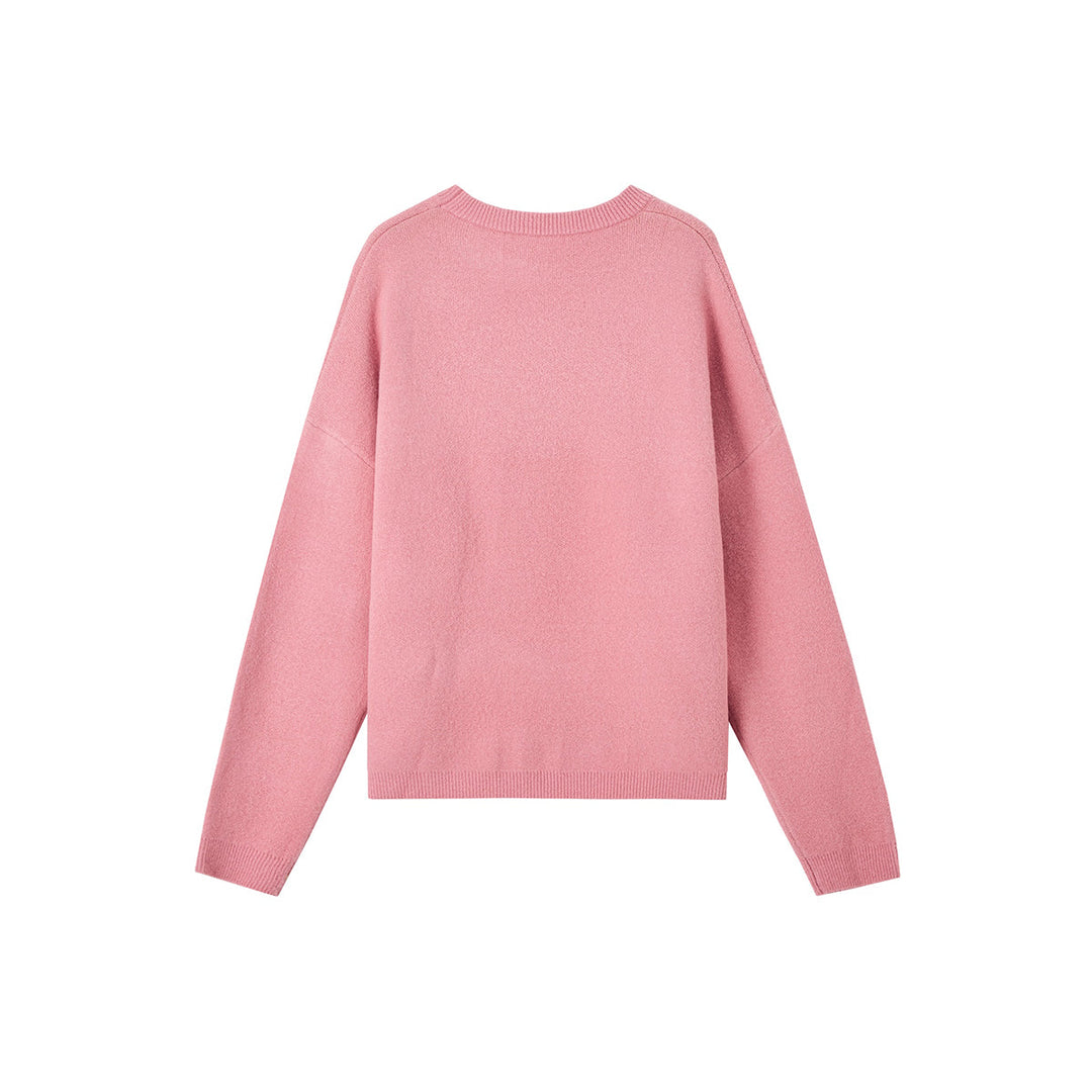 SomeSowe Cherry Jacquard Silhouette Knit Sweater Pink