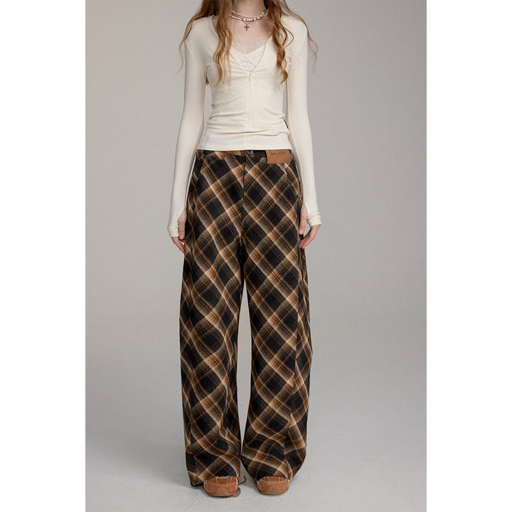 Via Pitti Casual Loose Plaid Machete Pants