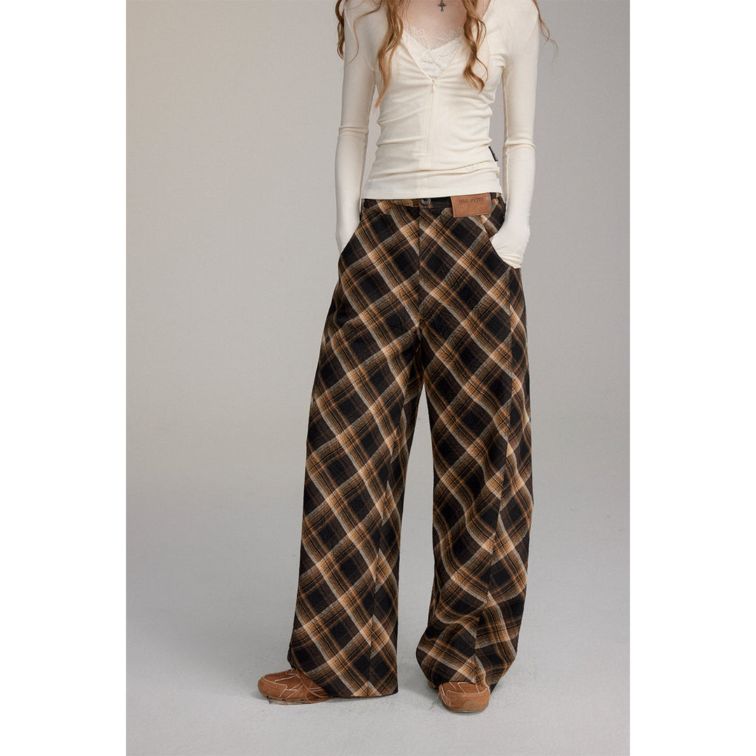 Via Pitti Casual Loose Plaid Machete Pants