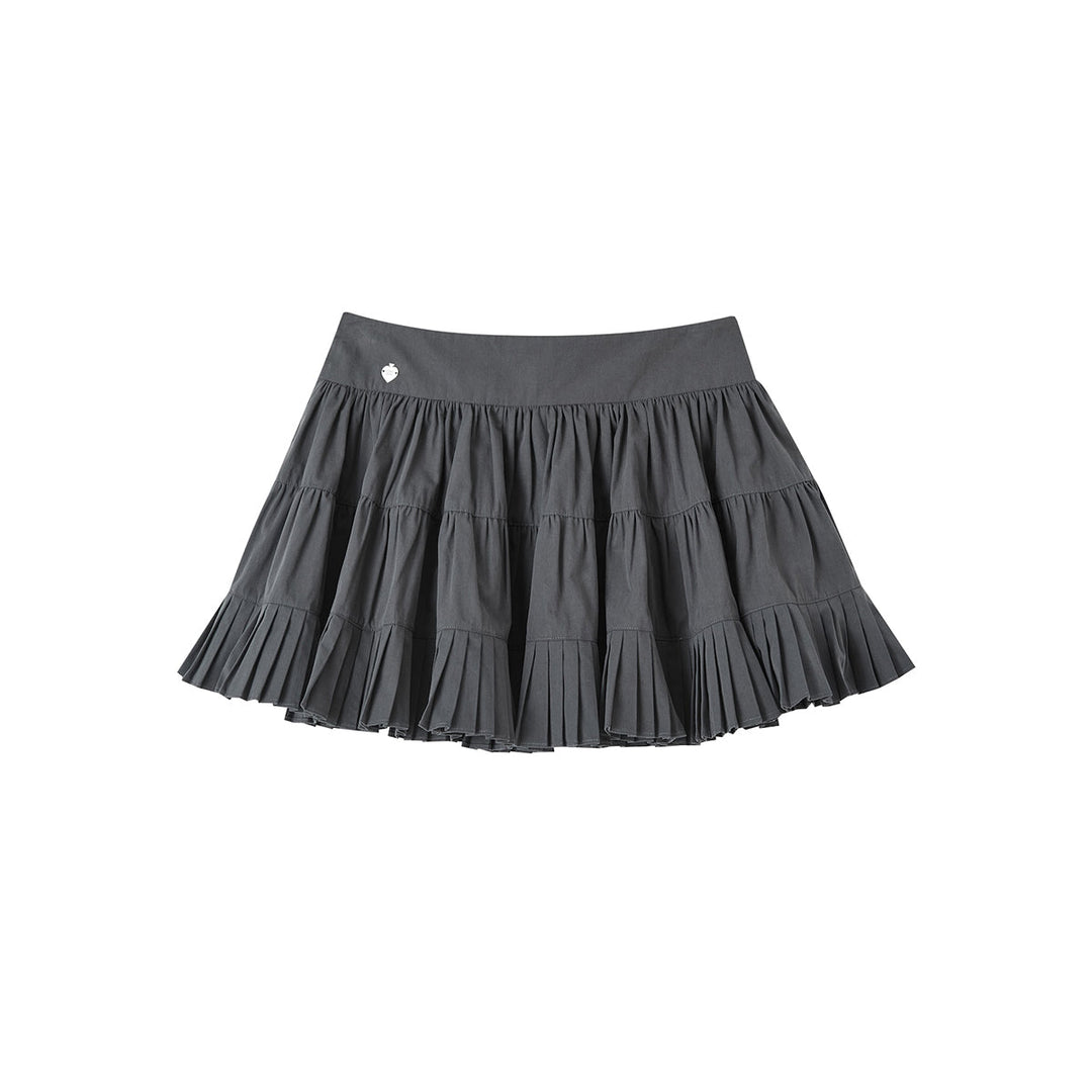 SomeSowe Ballet Pleated A-Line Puffy Skirt Gray