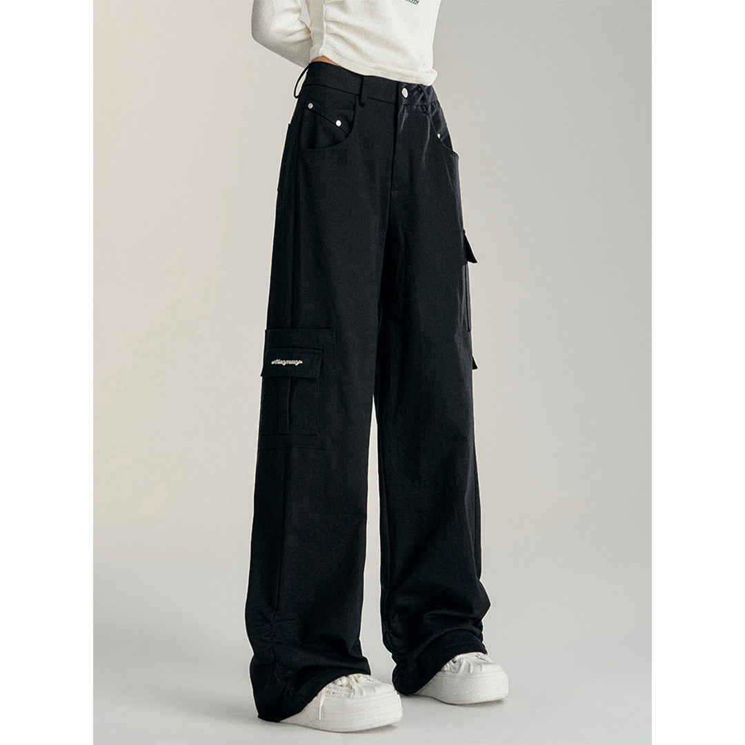 MacyMccoy Pleated Wide-Leg Cargo Pants Black