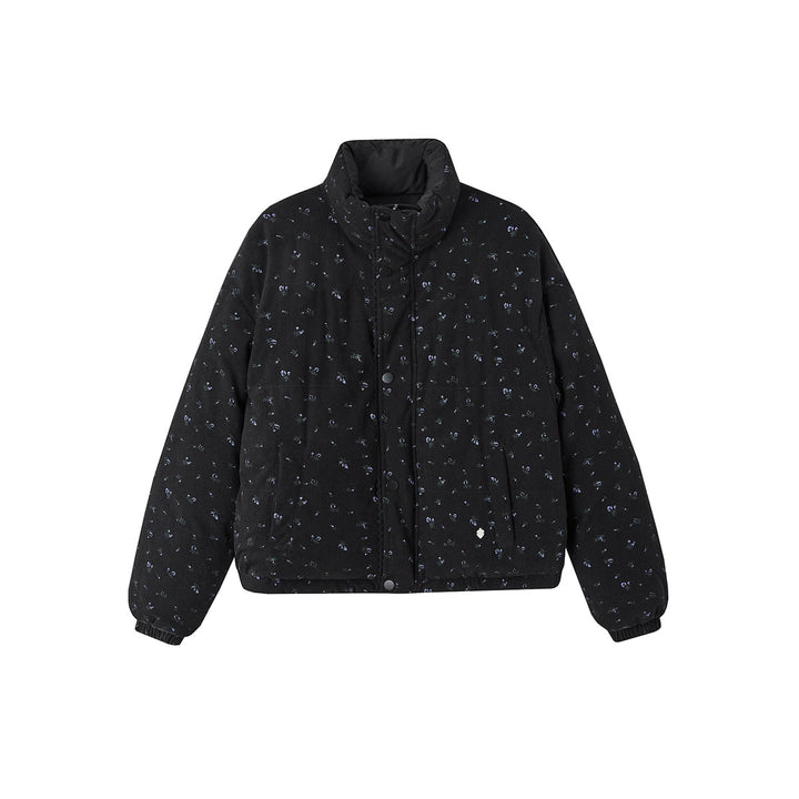 SomeSowe Lace Patchwork Reversible Down Jacket Black