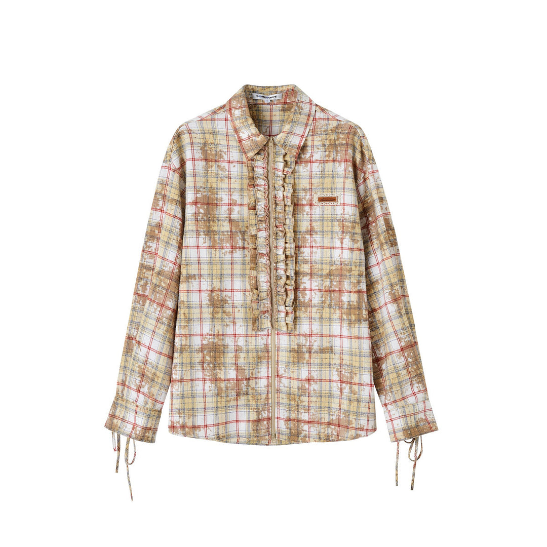 SomeSowe Plaid Stringy Selvedge Zip Up Shirt Yellow