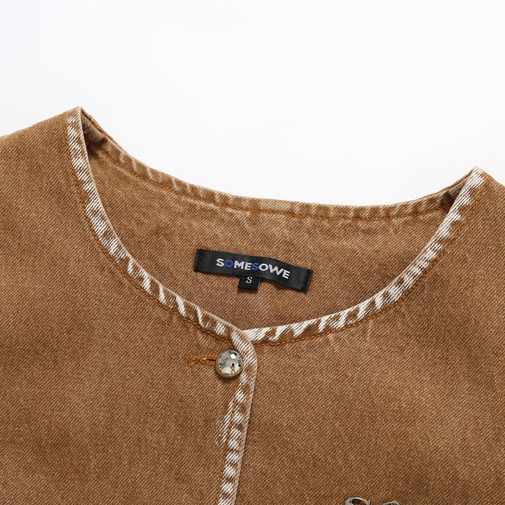 SomeSowe Logo Embroidery Washed Jacket Khaki - Mores Studio