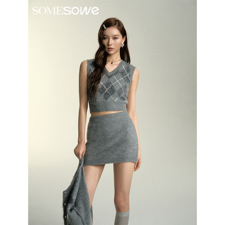 SomeSowe Checkered Woolen Vest - Mores Studio