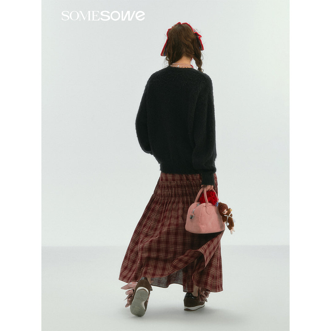 SomeSowe Luck Cat Loose Knit Sweater Black