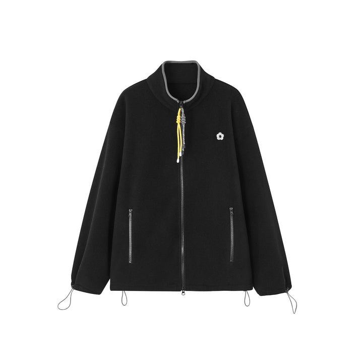 SomeSowe High Collar Fleece Casual Jacket Black