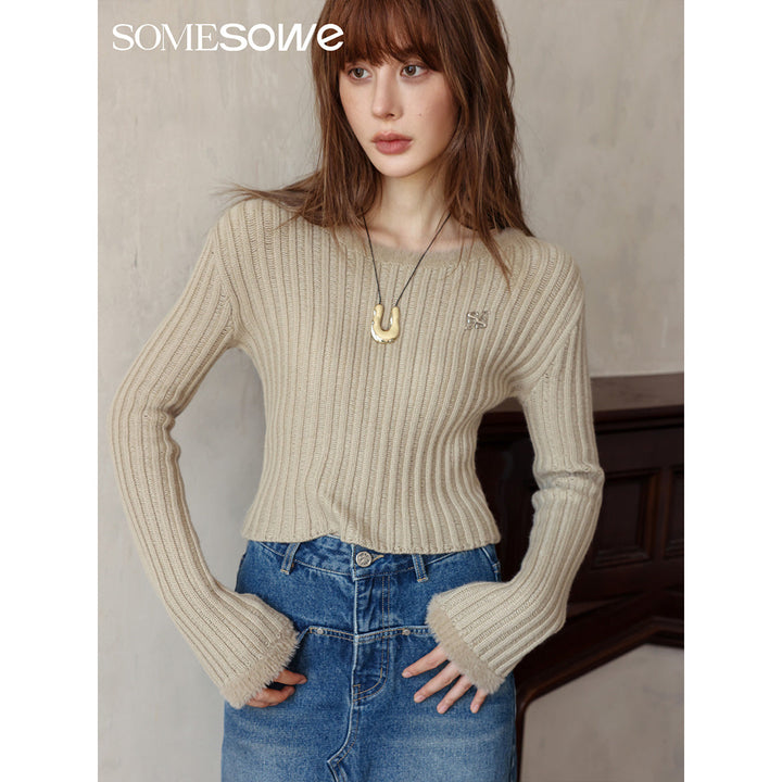 SomeSowe Metal Logo Striped Fleeced Cuff Top - Mores Studio