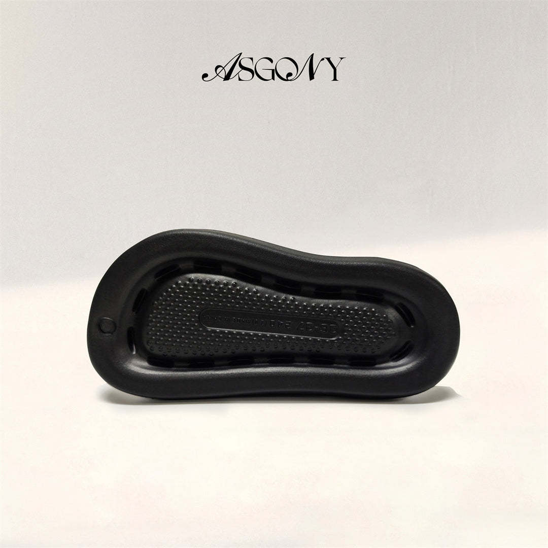 AsGony Casual Flip Flops Black