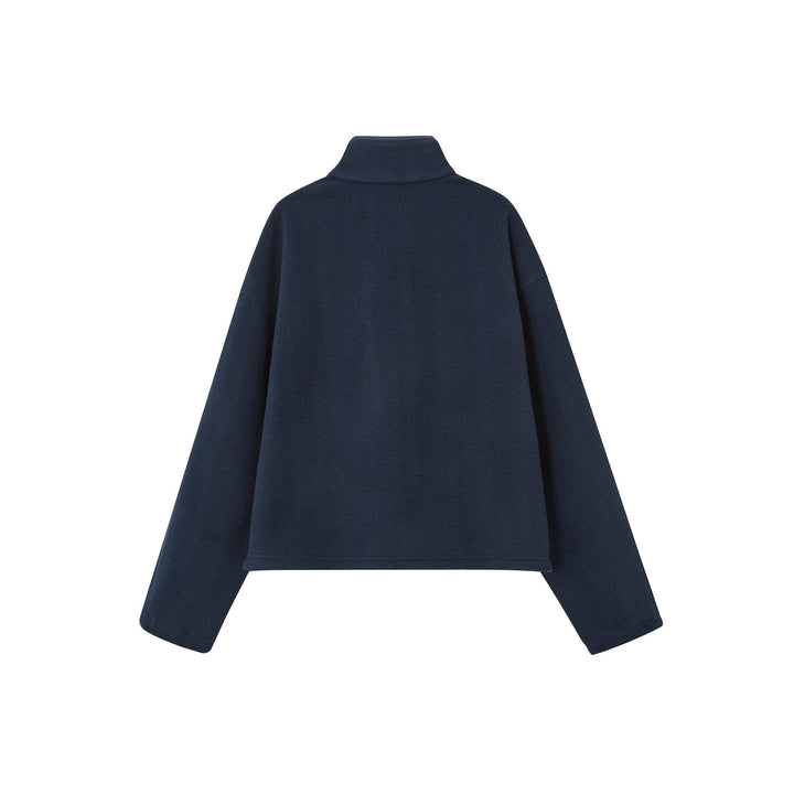 SomeSowe Lace Patchwork Fleece  Sweatshirt Navy Blue