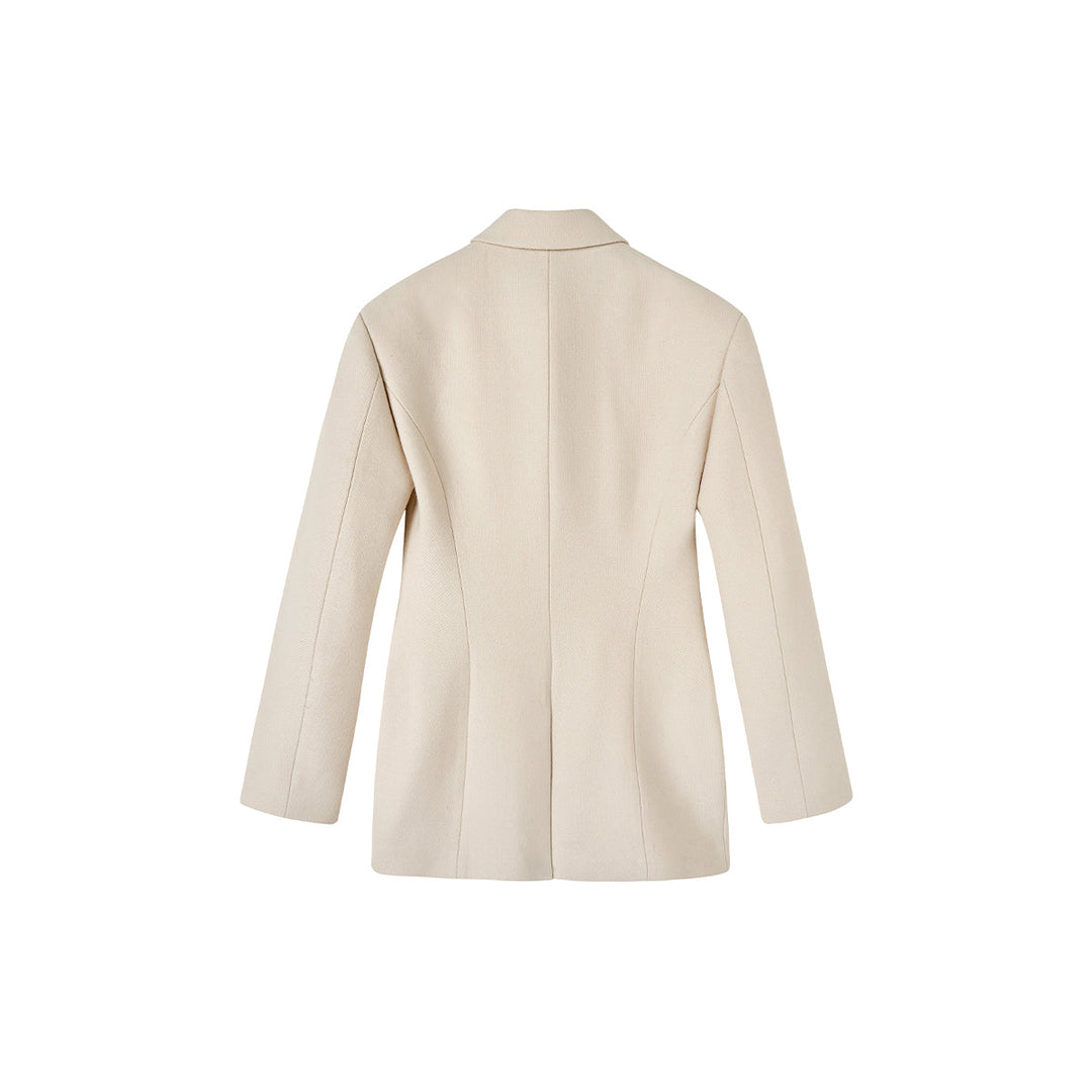 Via Pitti Double-Breasted Woolen Coat Cream - Mores Studio