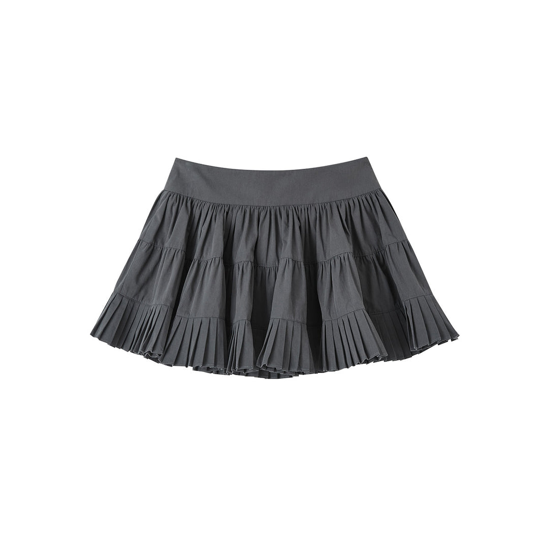 SomeSowe Ballet Pleated A-Line Puffy Skirt Gray