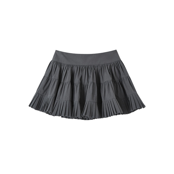 SomeSowe Ballet Pleated A-Line Puffy Skirt Gray