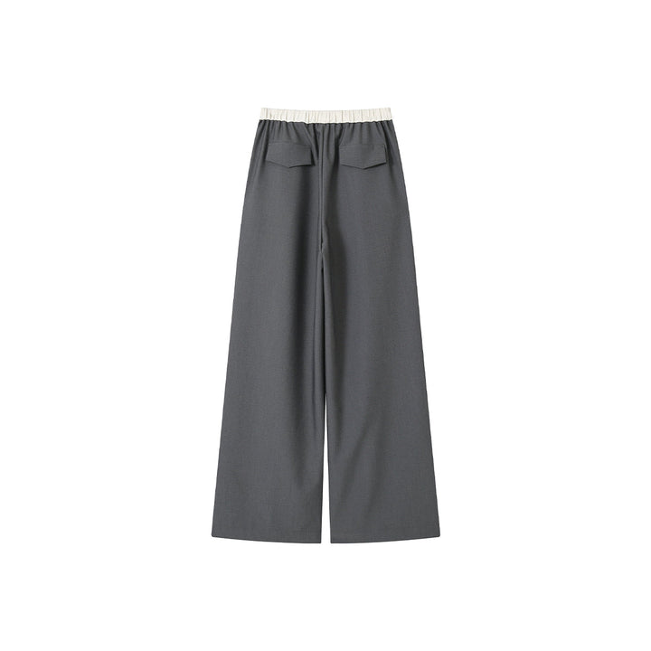 SomeSowe Drawstring Wide-Leg Suit Pants Gray