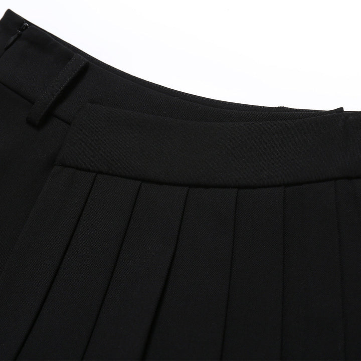 SomeSowe Irregular Cutting Pleated Skirt Shorts Black - Mores Studio