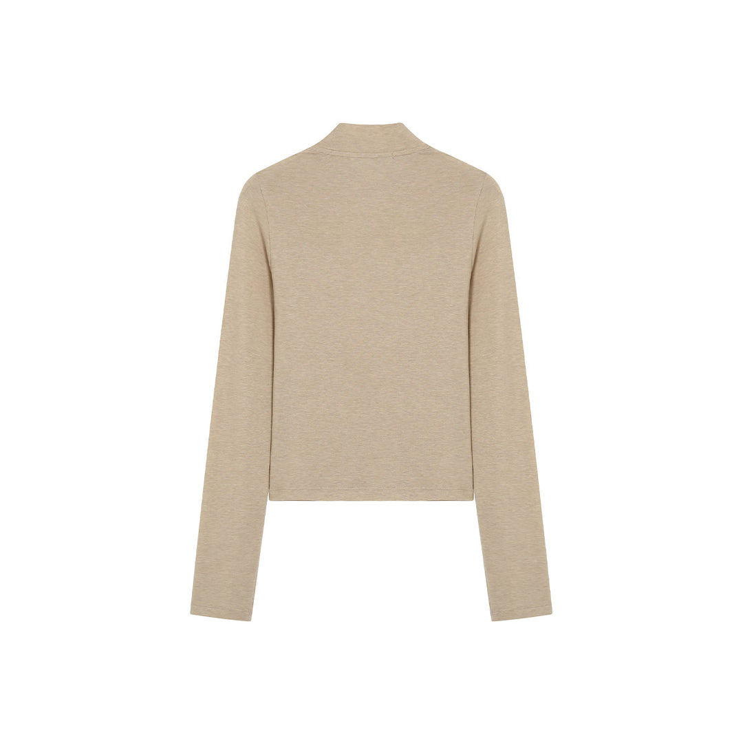 SomeSowe Turtleneck Fake-2-Piece Slim Woolen Top Khaki - Mores Studio