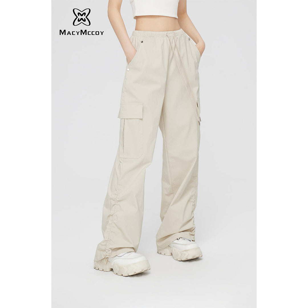 MacyMccoy Ruched Wide-Leg Cargo Pants Khaki