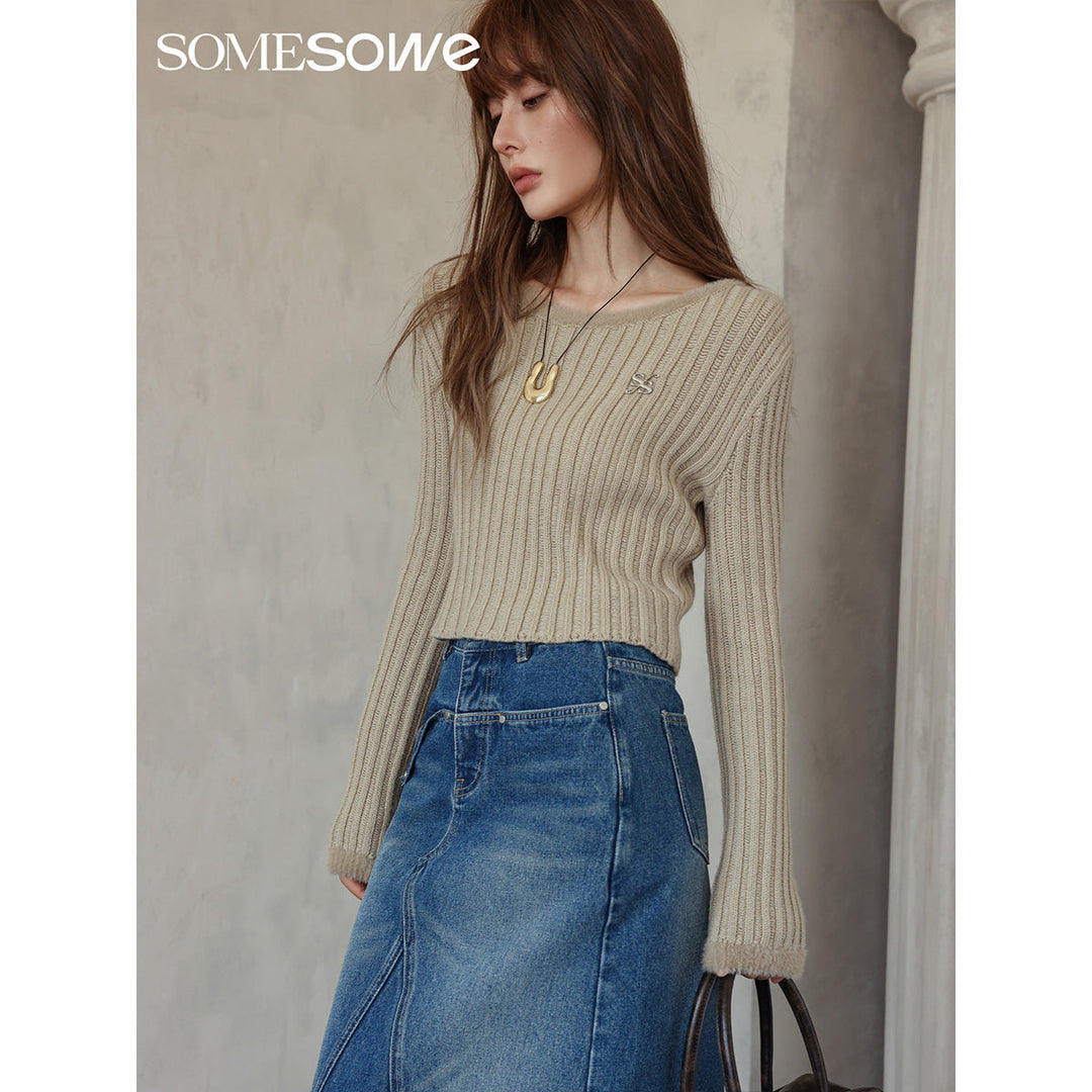 SomeSowe Metal Logo Striped Fleeced Cuff Top - Mores Studio