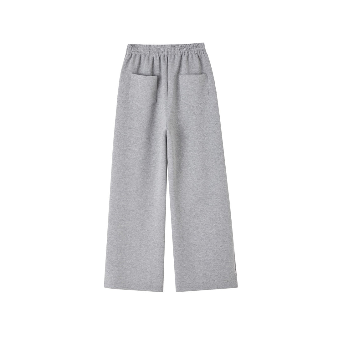 SomeSowe Lace Patchwork Bow Casual Pants Gray