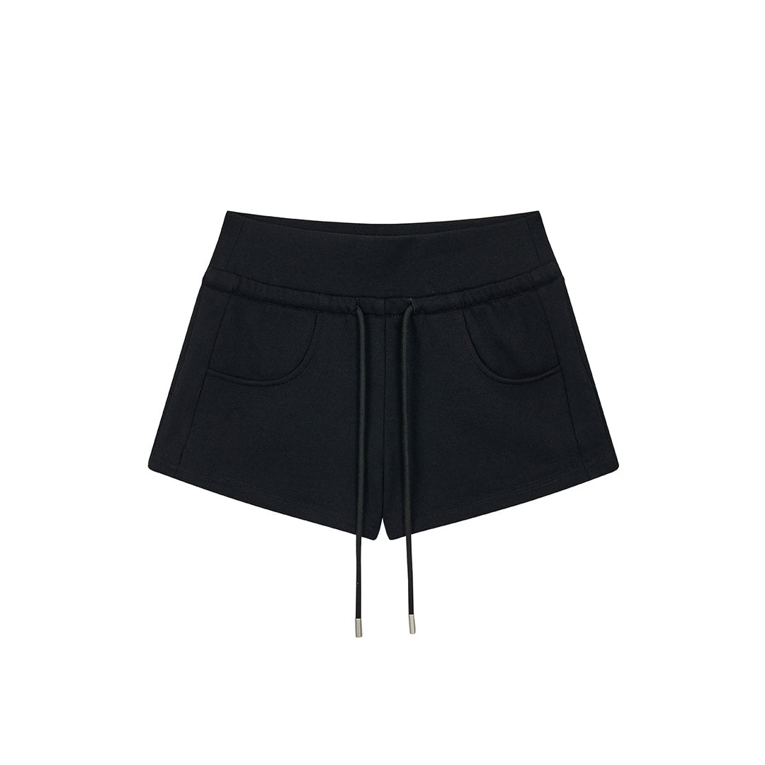 Via Pitti Elastic-Waist Drawstring Shorts Black