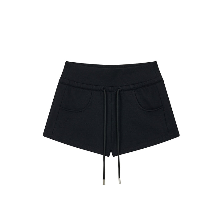 Via Pitti Elastic-Waist Drawstring Shorts Black