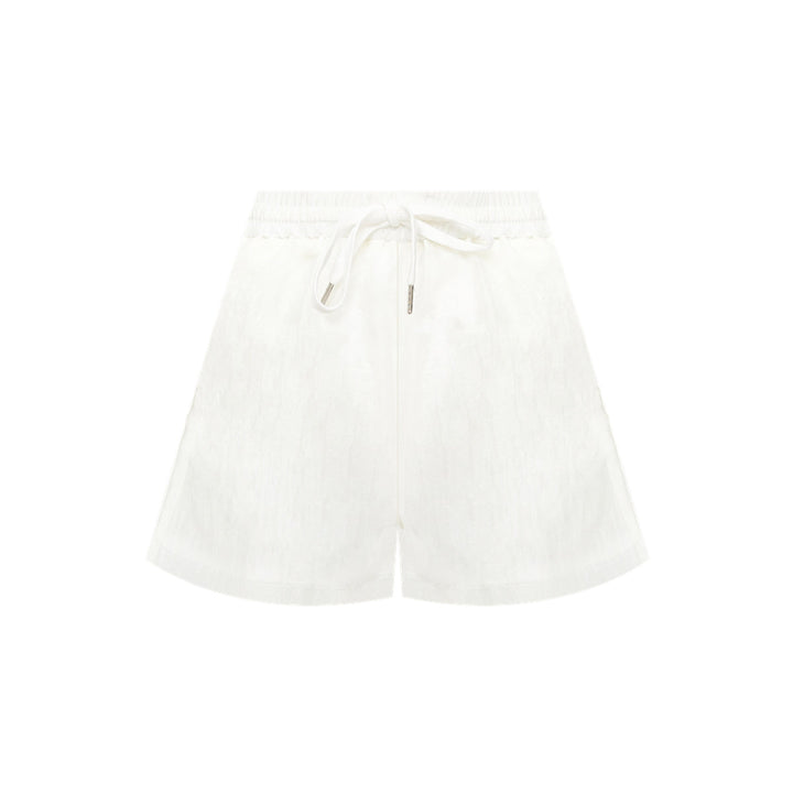 AsGony Lace Patchwork Casual Shorts White