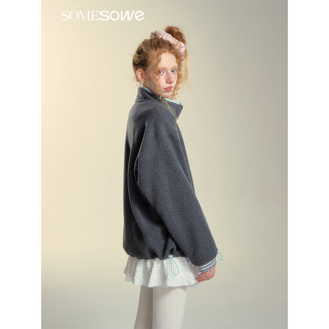 SomeSowe High Collar Fleece Casual Jacket Gray