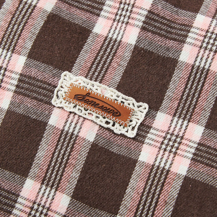 SomeSowe Reversible Plaid Fleece Jacket Brown